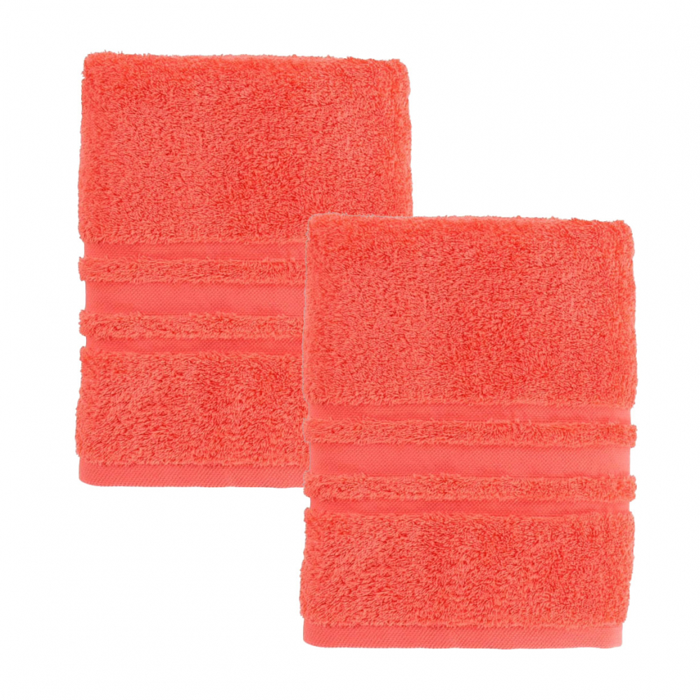 2 DRAPS DE DOUCHE LOLA II CORAIL-Carré Blanc