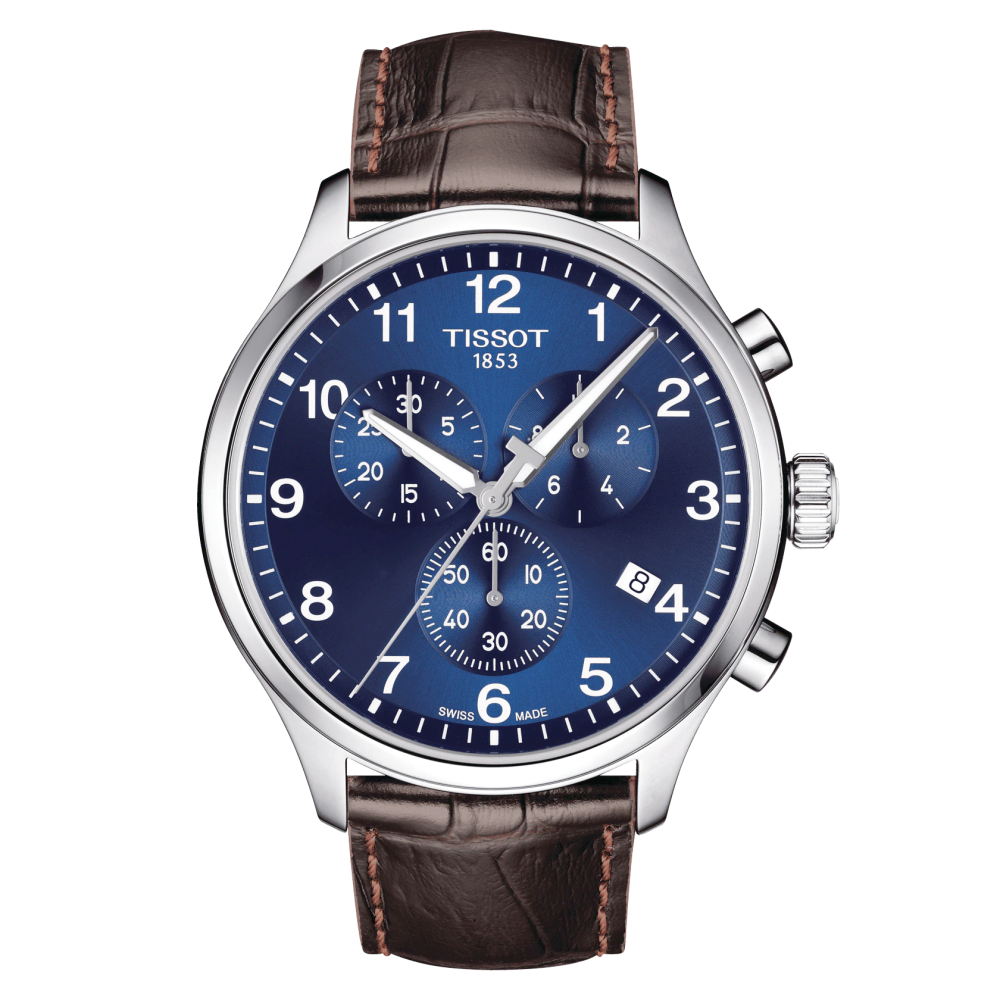 MONTRE CHRONO XL BLEU BRACELET BRUN-Tissot
