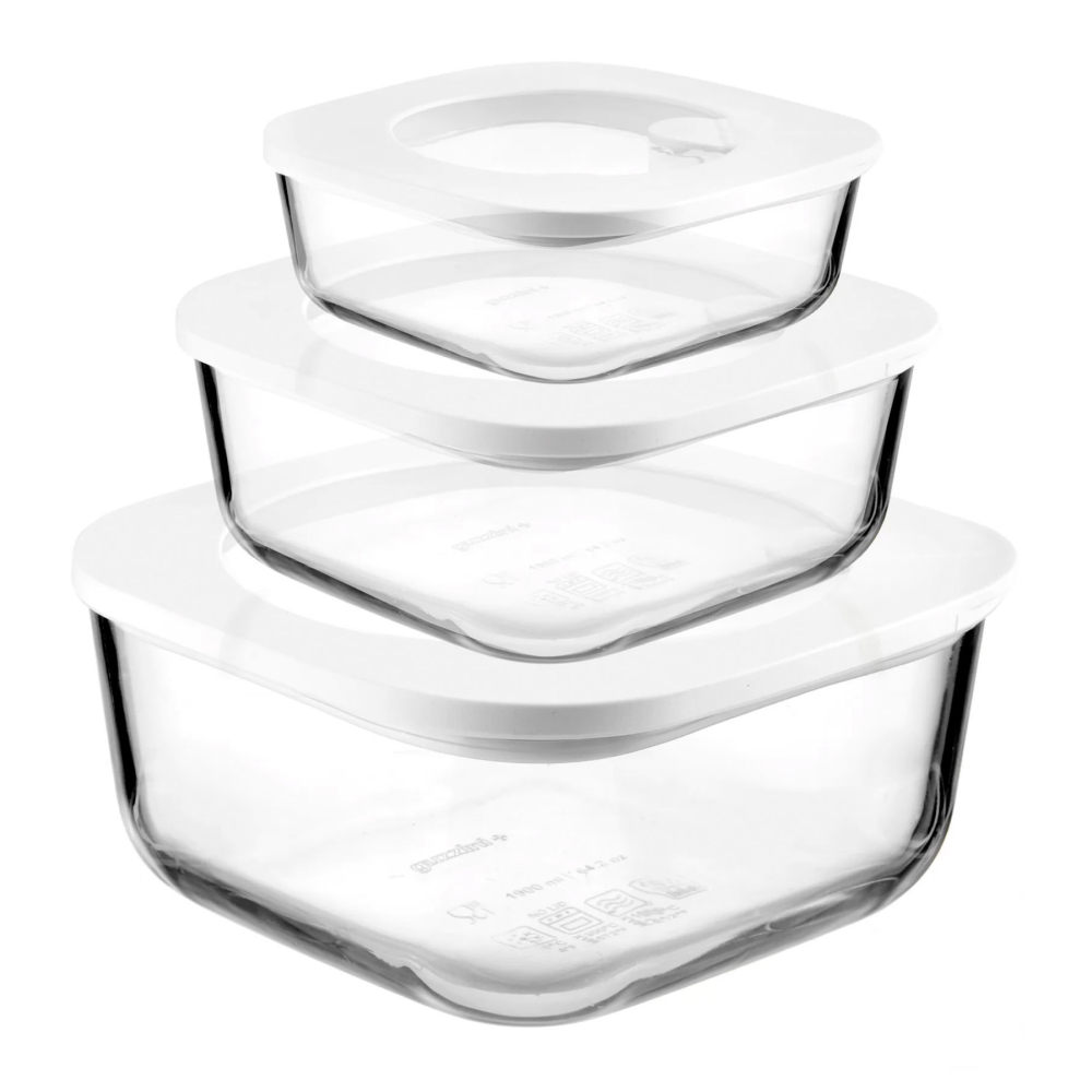 3 RECIPENTS HERMETIQUES EN VERRE-Guzzini