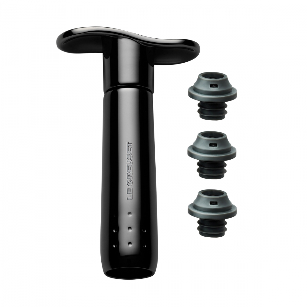 POMPE A VIN ET BOUCHONS NOIR-Le Creuset
